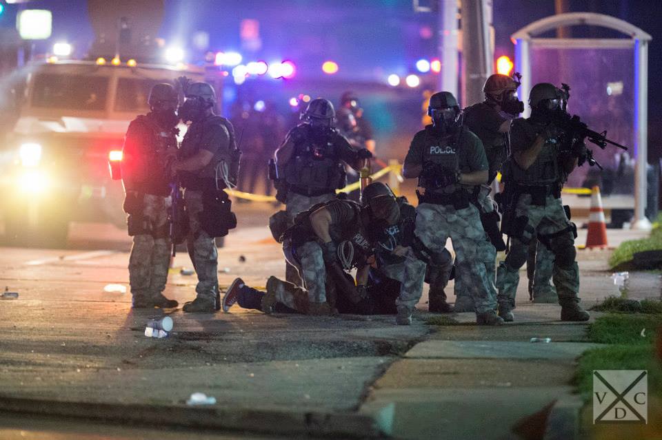 Big police presence in Ferguson, Missouri. [Abe Van Dyke | VDC Photo]