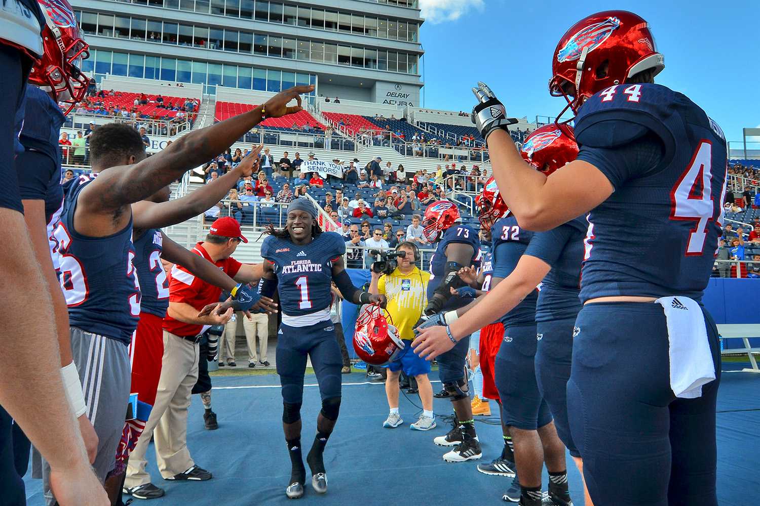 FAU senior wide receiver Lucky Whitehead takes the field for his final game as an Owl before Saturday’s 31-28 loss to Old Dominion. 