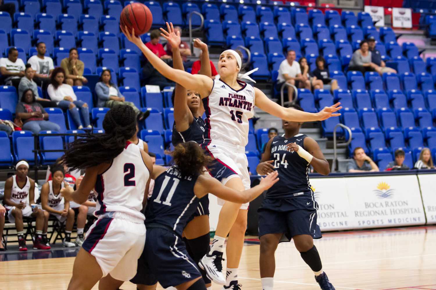 Cedeno attempts a shot in traffic. She was 1-of-9 in the Owls’ loss to ODU on Jan. 31.