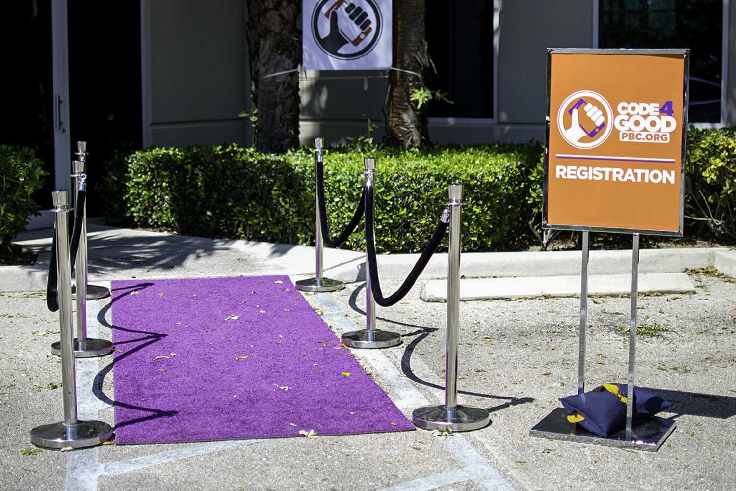 The purple carpet was rolled out for Palm Beach County’s first hackathon. Photo by Alexis Hayward | Web Assistant 