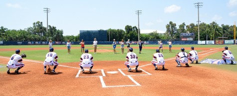 On Mother's Day, the Moms of several FAU players threw out the first pitch. Photo by Michelle Friswell