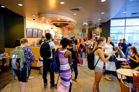 Students waiting 10 to 20 minutes in line at Starbucks. Photo by Mohammed F. Emran