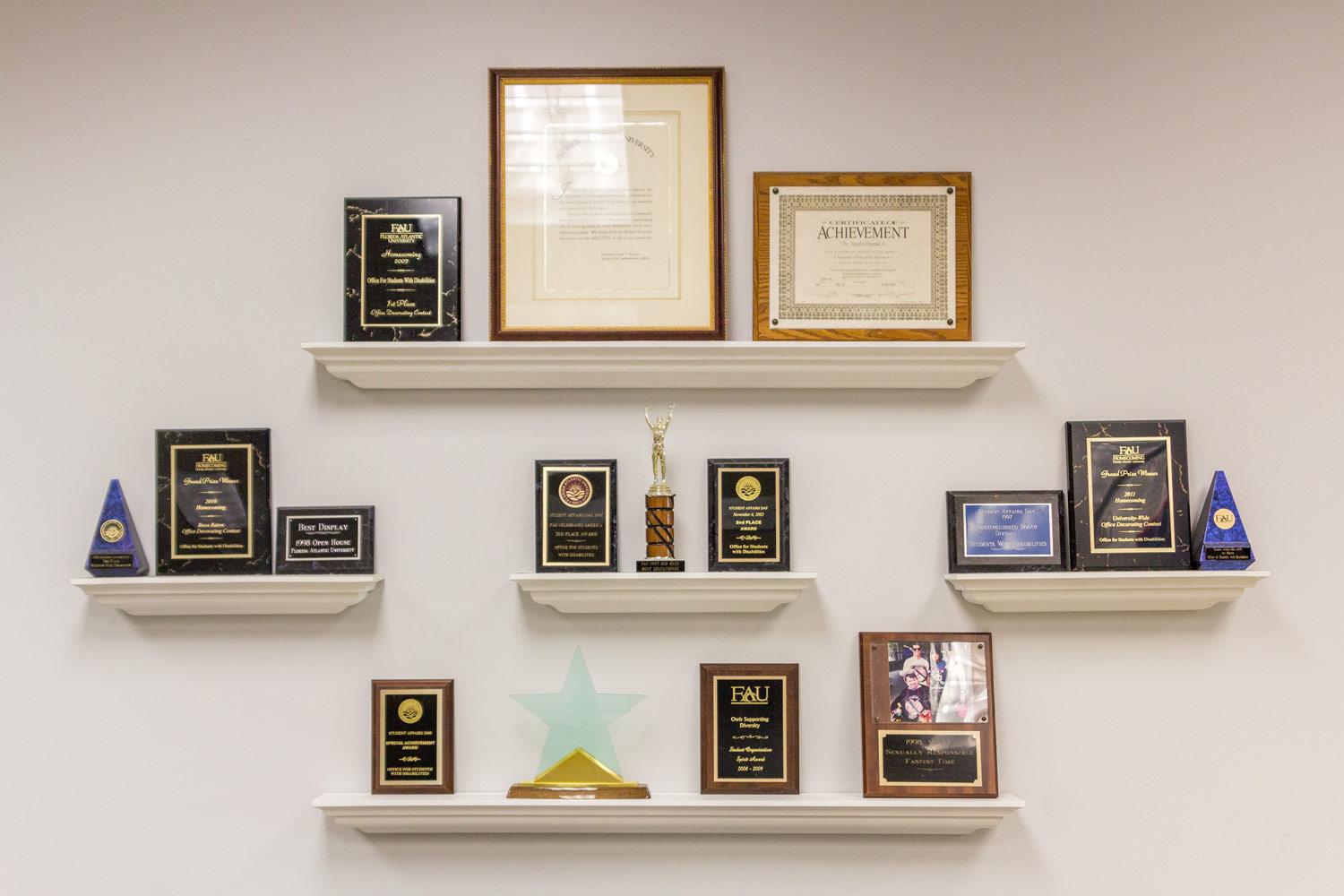 The Office for Students with Disabilities display awards they have won over the years. Andrew Fraieli | Science Editor