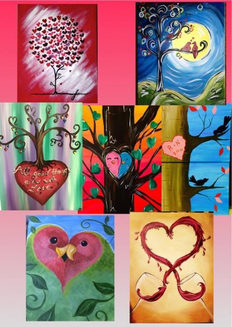 A few examples of the paintings you can paint on Valentine’s Day. Photo Courtesy of Vino Van Gogh Facebook page.