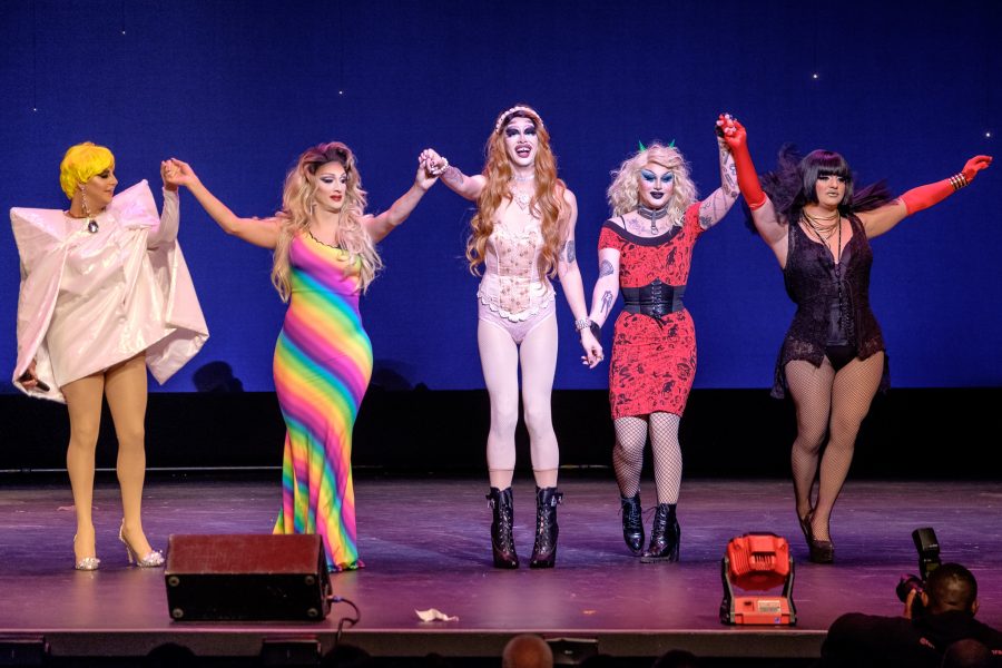 The performers of FAU’s Annual Drag Show came back on stage for an encore at the end of the show. Mohammed F Emran | Staff Photographer