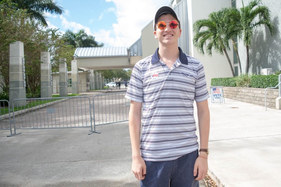 Ben Parlo, a freshman mathematics major, stands outside FAU Arena after voting in his first election. Ryan Lynch | Editor in Chief