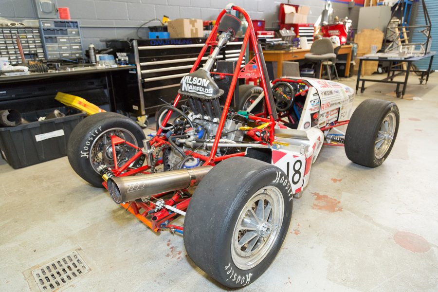 An Owls Racing race car sits in the team's workshop. Brandon Harrington | Contributing Photographer