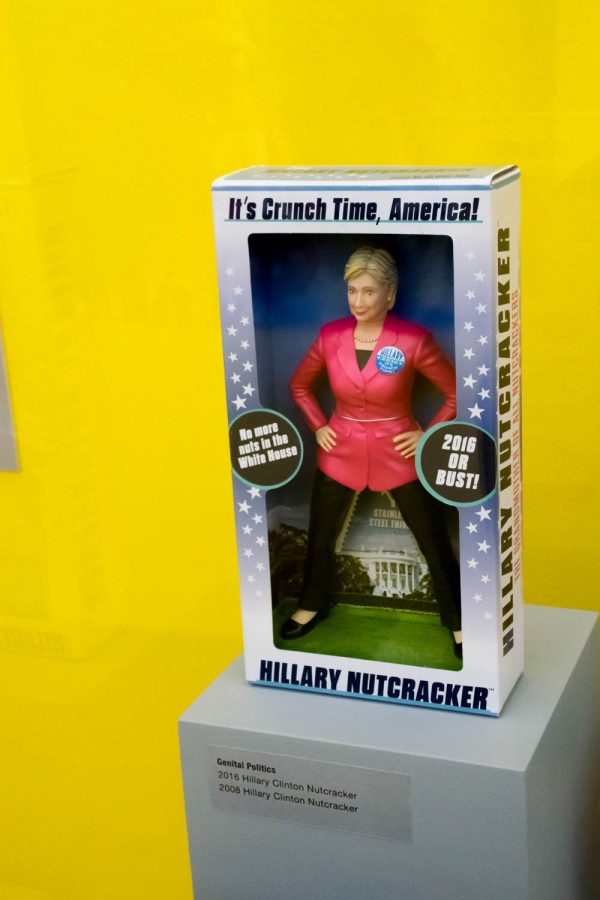 A nutcracker of Democratic nominee Hillary Clinton stands on display at the exhibit. Craig Ries | Contributing Photographer