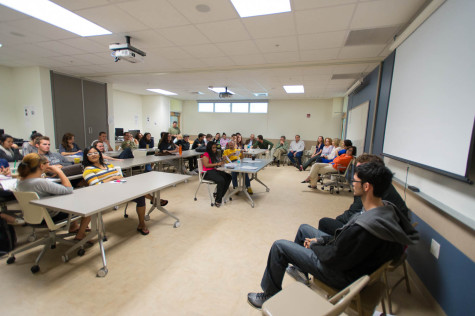 Students and Faculty nervously await to start spelling in last Friday's Spelling Bee hosted by the English Club. Photo by Max Jackson.  