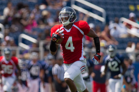 Derek Moise was very impressive during the Spring Game, exactly one year after the funeral of his beloved grandmother. Photo by Max Jackson  