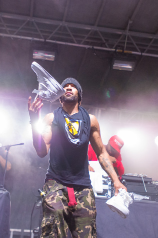 Redman tosses his shoes into the crowd during a surprise performance by DJ Mathematics, "Kick Off Your Shoes." Photo: Max Jackson