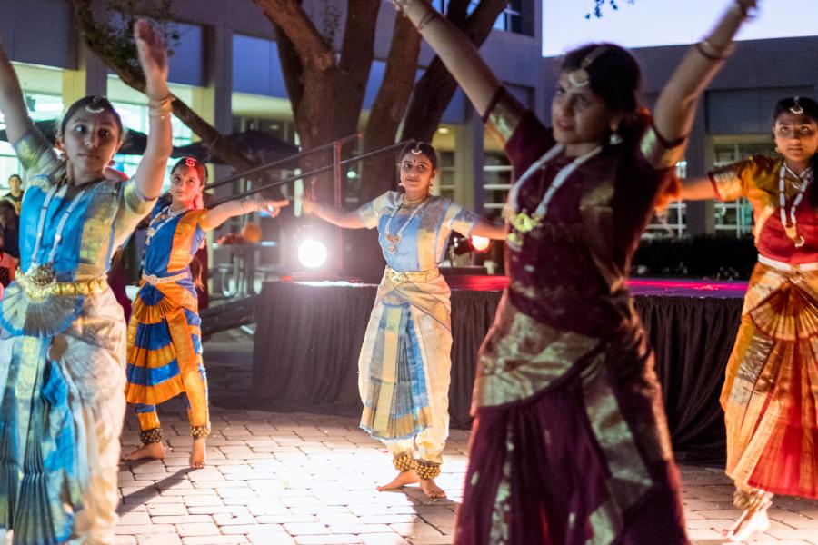 Narthana Dance Academy dancing a traditional Indian dance routine at FAU Dawali. 
[ Mohammed F Emran | Web Editor ]