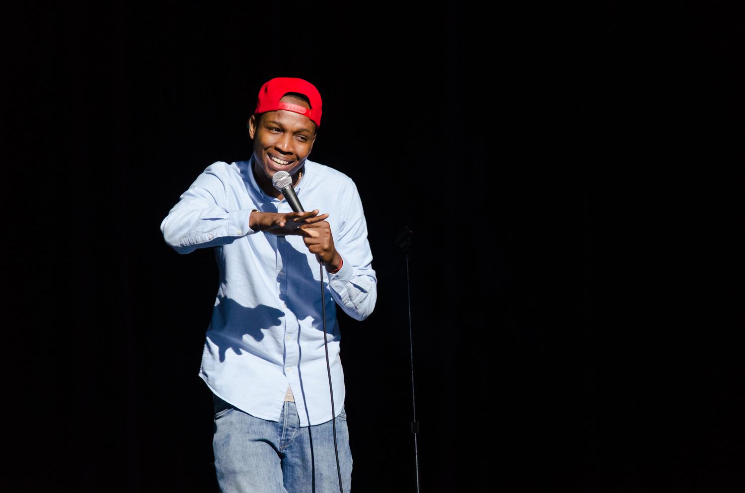 Comedian Justin Elliot cracking himself up in the middle of his set. Tim Murphy | Web Photo Editor