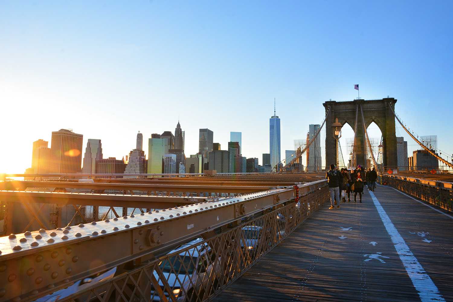 The Brooklyn Bridge was completed in 1883 and is just shy of 6,000 feet long. 