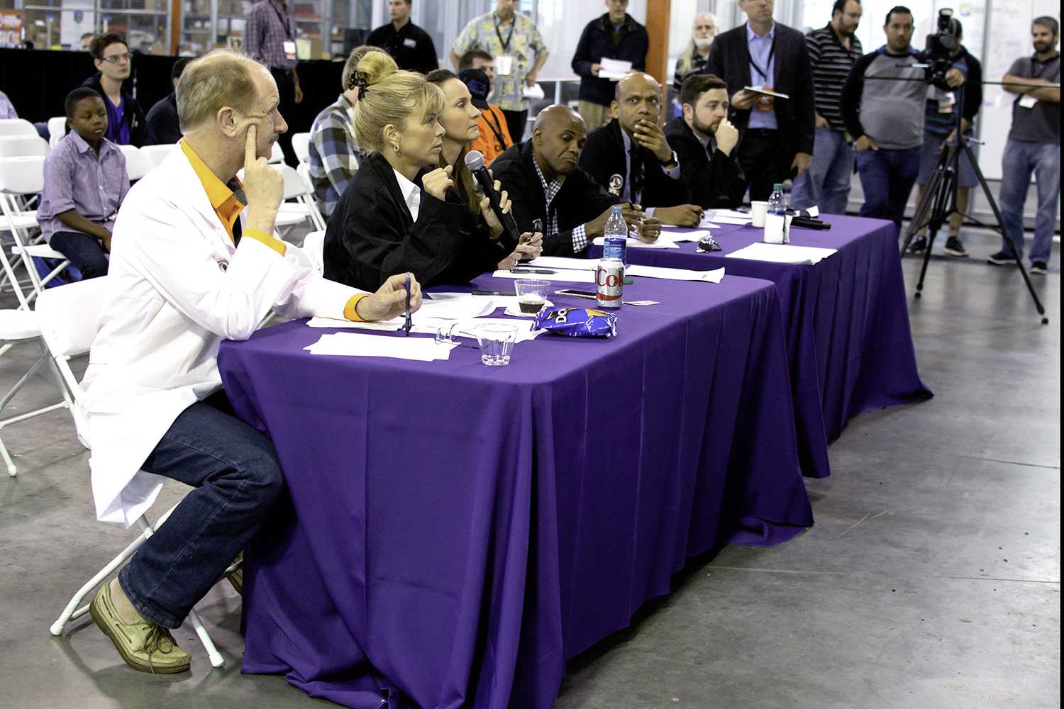 Kim Gramm and other judges asks participants questions about their solutions to the given challenges. Photo by Alexis Hayward | Web Assistant 