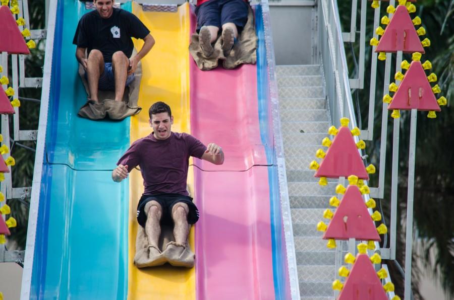 Students enjoyed the fun slide at the Israel Independence Day Carnival, which took place April 14 on the housing lawn.
