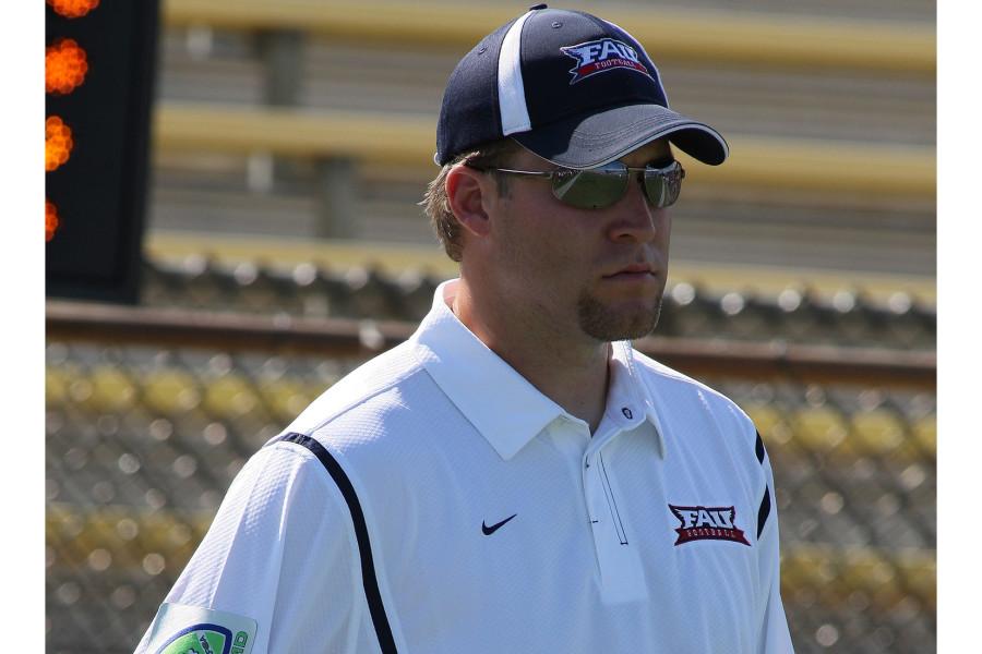 Allen Jared got his start in coaching as a graduate assistant in 2009, working his way up
to become the team’s running backs coach. Photo courtesy of FAU athletics.