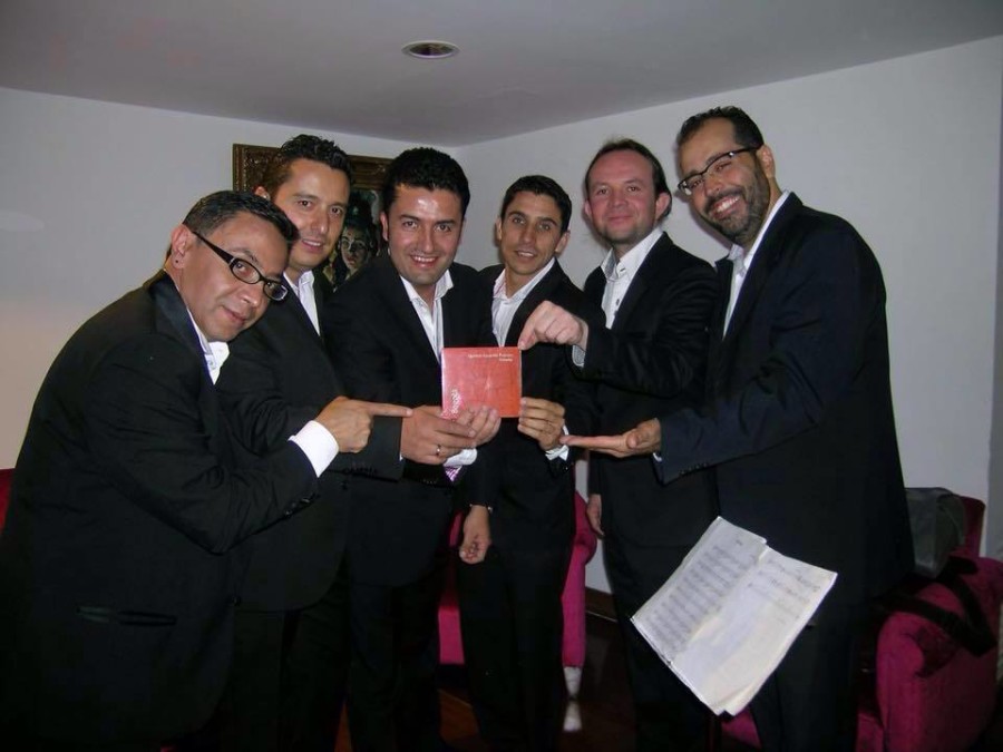 The band, Quinteto Leopoldo Federico, with their album. Photo courtesy by Hoot Wisdom