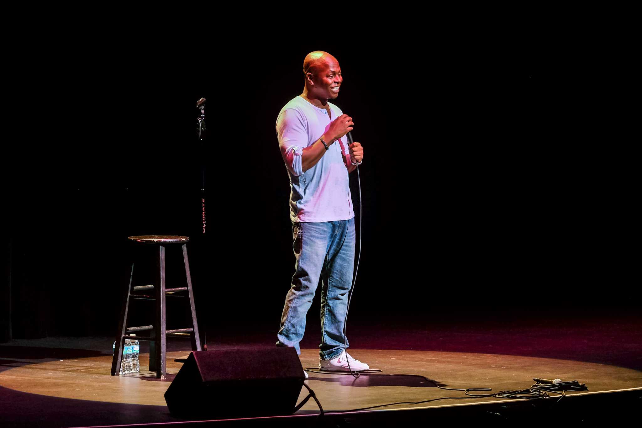 Gene Harding was the second comedian to perform. ”As soon as people find out that you’re African, they don't want to give you their email address.” | Mohammed F Emran, Asst. Creative Director 