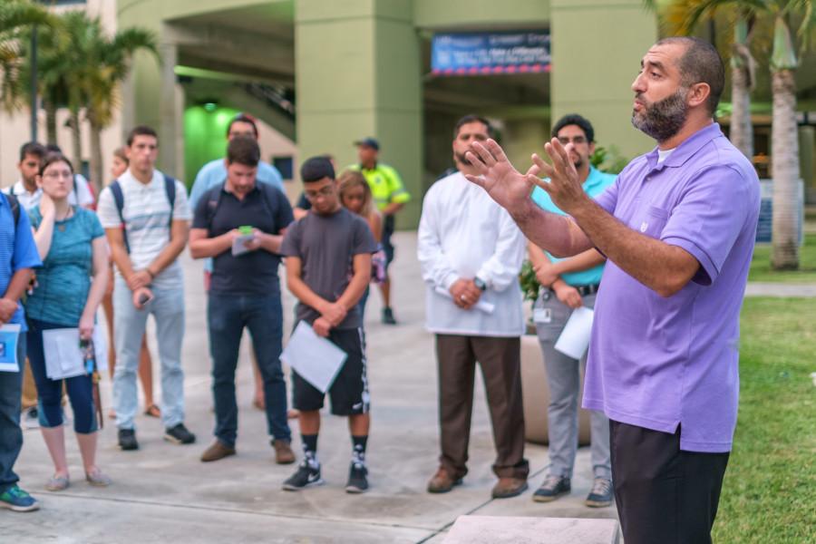 Imam Fathi Khalfi of the Islamic Center of Boca Raton talks about how the

terrorists involved in the Paris attacks does not represent Islam. | Mohammed F Emran, Asst. Creative Director 