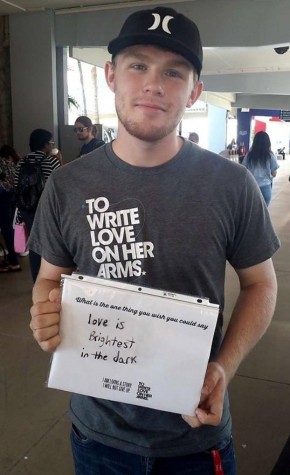 During tabling events on campus, students wrote out messages to those who were in need. Photo courtesy of Andrew Archibald, club president.