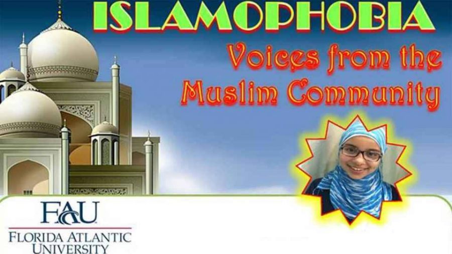 Flyer for Monday’s Islamophobia panel event courtesy of Muslim Student Association at FAU. 