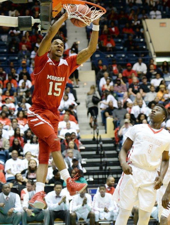 Ingram dunks during a high school playoff game in March of 2016. Photo courtesy of Kent D. Johnson/Atlanta Journal-Constitution