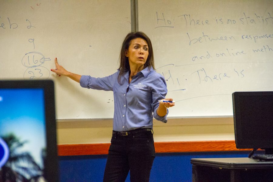 BEPI Director Monica Escaleras speaks to the students that participate in her BEPI class. Joe Pye | News Editor