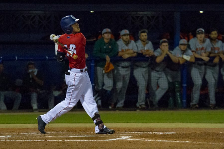 Freshman center fielder Eric Rivera went 3-for-5 with a home run, three RBIs and two runs scored in Sundays win over Illinois. Ryan Lynch | Editor in Chief