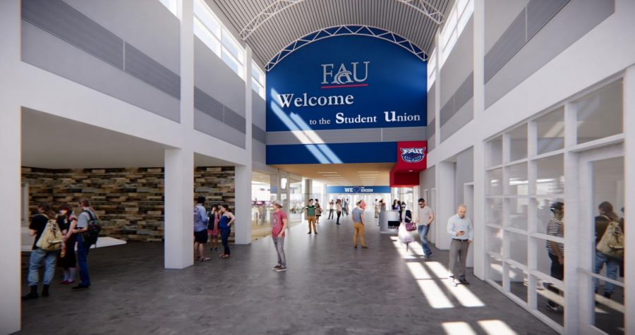 The main entrance to the Student Union will have renovated lighting and flooring. Photo courtesy of FAU’s website