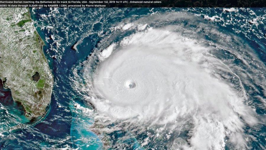 Hurricane Dorian over the Bahamas. Photo courtesy of Flickr