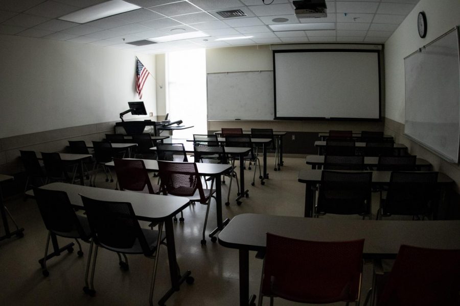 A classroom in the Culture and Society building.
