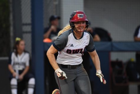 Through 12 games, redshirt junior outfielder Fayth Davis hit one home run, drove in six batters while hitting a .282 average. Photo courtesy of FAU Athletics. 