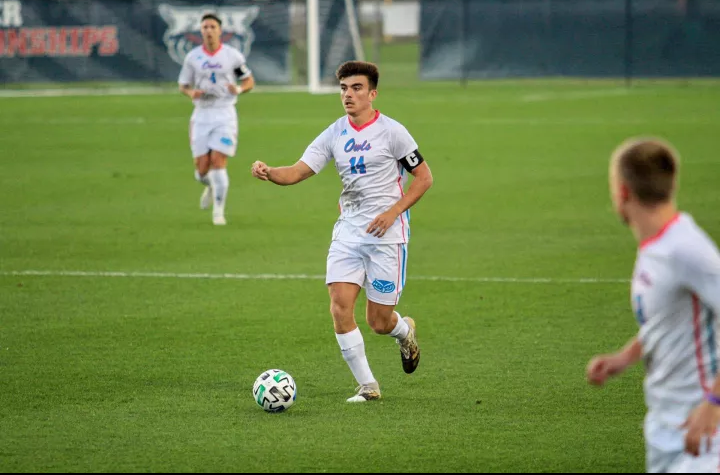 Alonso Coello Camarero (pictured #14) scored a penalty in FAUs dominant win over Jacksonville. Photo by Eston Parker III.