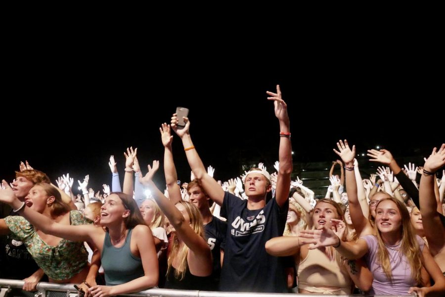 Members of an amped crowd during the FAU Bonfire on September 9, 2021.