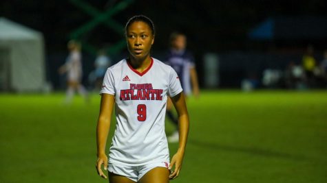 Mia Sennes looking on during the match against Old Dominion on October 28, 2021. Sennes was subbed in and played 42 minutes.