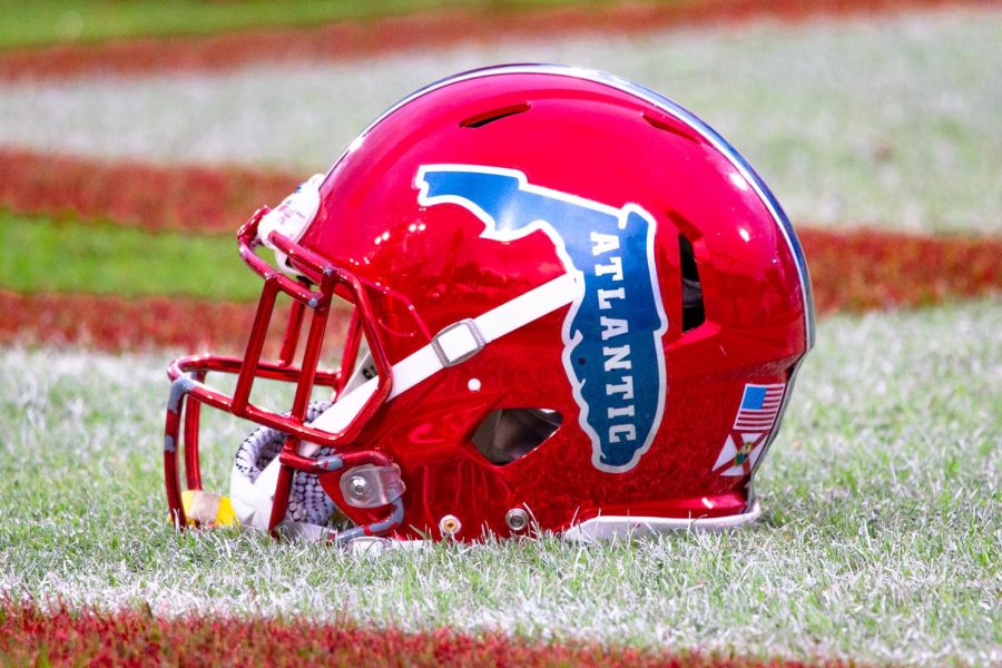 Photo of an FAU football helmet.