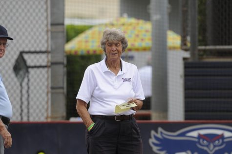 Joan Joyce at the softball stadium. Photo courtesy of FAU Athletics.