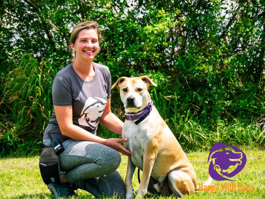 Rebecca Pasko, founder and trainer, with Simba, a rescue dog, after a training session.
