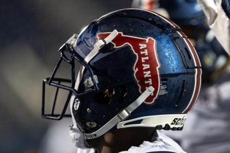Stock photo of FAU footballs helmet.