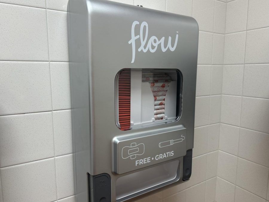 One of the new period dispensers in the gender neutral bathrooms at the S.E Wimberly Library.