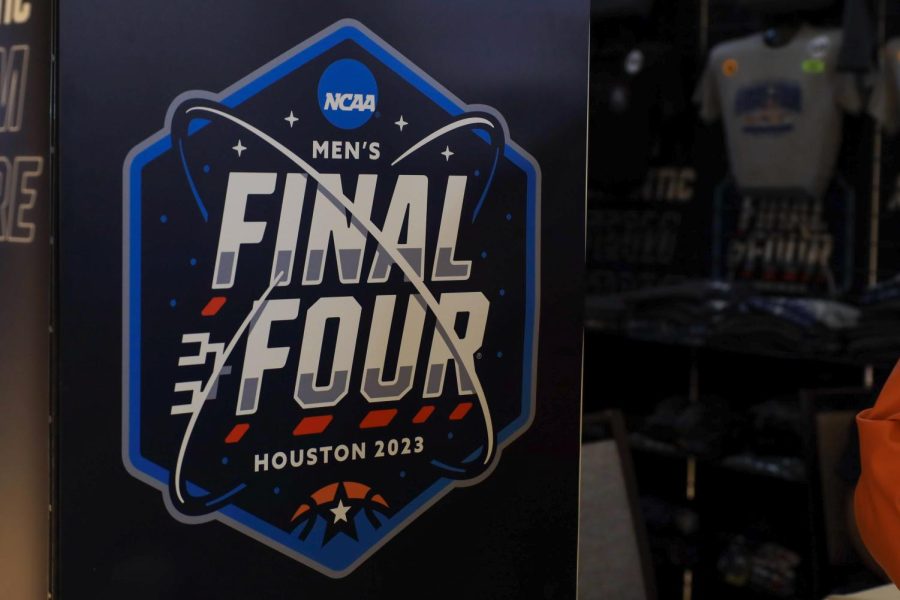 Photo of the NCAA March Madness Final Four logo inside NRG Stadium in Houston Texas.