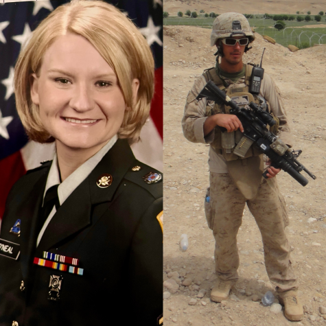 Angela Nichols (left) and Justin Eggen (right) during their time in the U.S. military. 