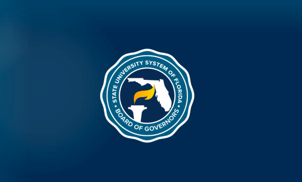 Official logo for the State University System of Floridas Board of Governors. Screenshot courtesy of Julie Leftheris presentation on Dec. 14, 2023.