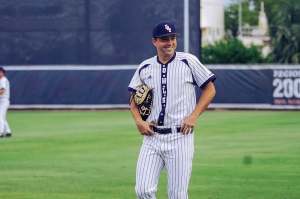Los Angles Angels outfielder Nolan Schanuel strolls through the outfield of FAU Stadium during his senior year in 2023. 