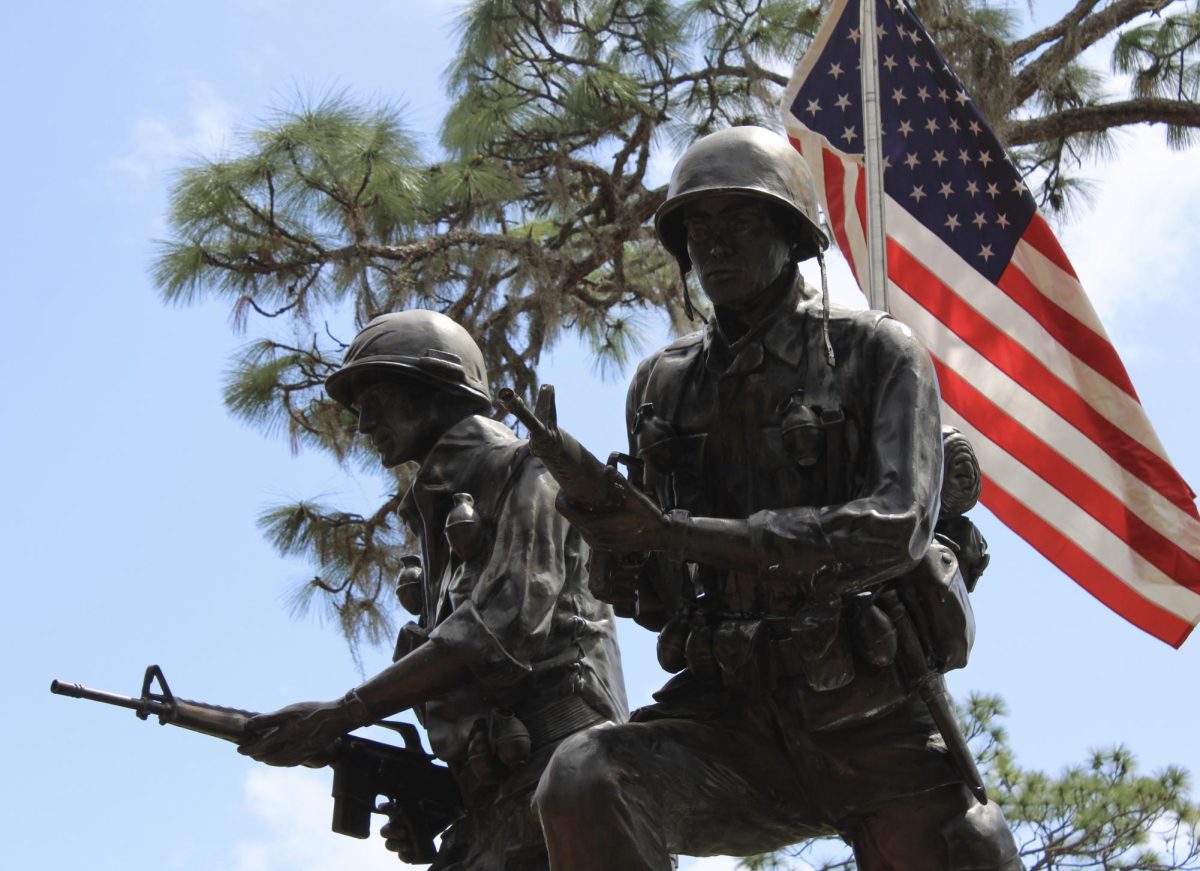At+the+Orlando+Veterans+Memorial+Park%2C+a+Vietnam+War+statue+stands+as+a+tribute+to+the+service+of+U.S.+military+veterans.