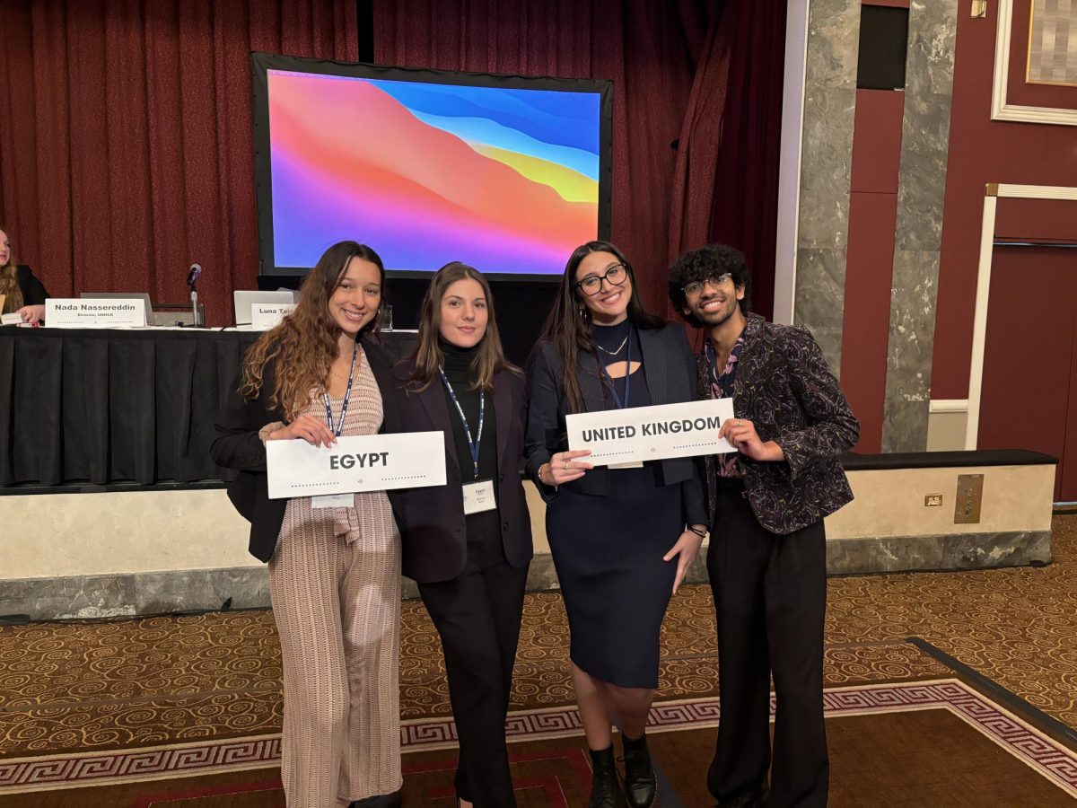 FAU students Ana Alves, Mariana Darzi, Abbagayle Madanat and Emaad Khan (left to right) at the New York City National Model United Nations 