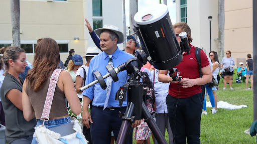 
Spectators were greeted by FAU’s Astronomy Observatory, giving them facts and information about the eclipse on April 8, 2024.
