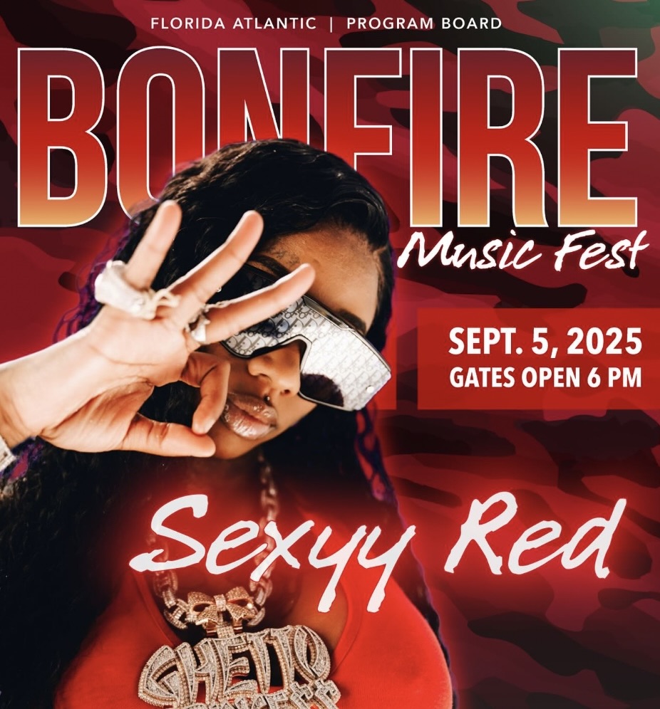 The flyer for the 2025 Bonfire Music Fest headliner Sexyy Red. Courtesy of FAU’s Program Board Instagram.