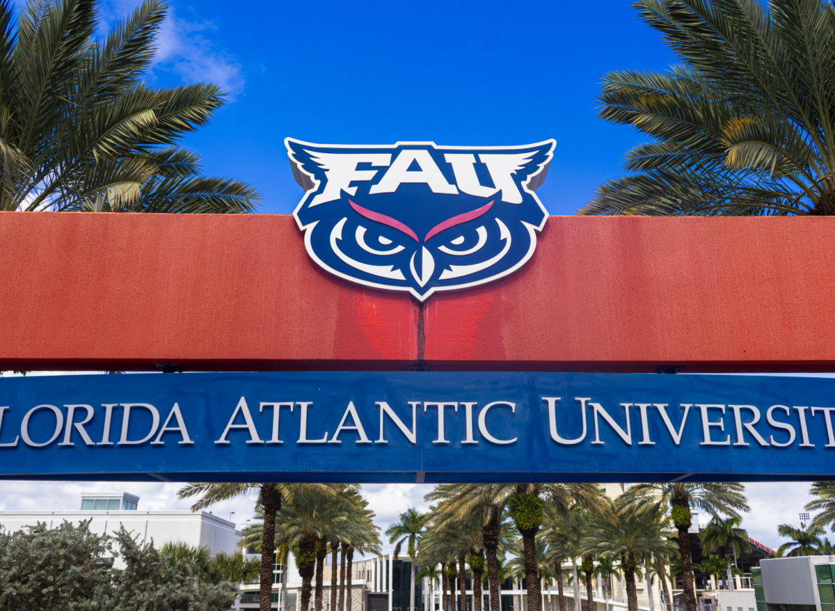Photo of Florida Atlantic University sign. There is no information alleging any abuse by Jeffrey Epstein occurred on any of FAU’s campuses.